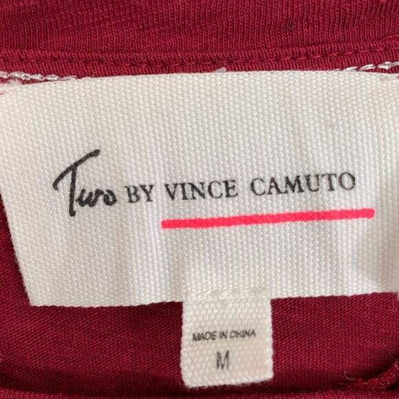 Two By Vince Camuto blouse semi sheer red plaid crew side zip holiday size M - Picture 10 of 10